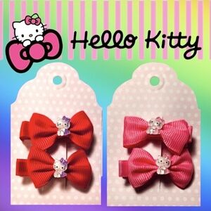Hello Kitty Red and Pink Hair Bow Set